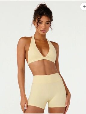 High-Waist Athletic Shorts and Top for Women - Cream CSB XS